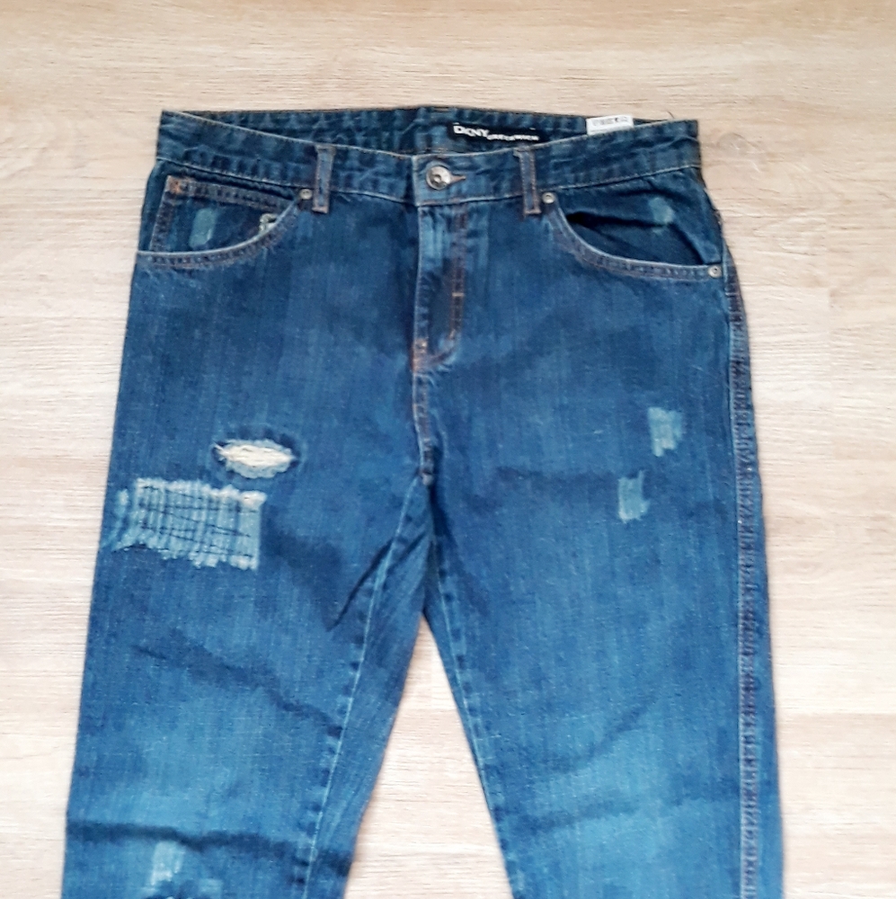DKNY Greenwhich Distressed Slim Jeans / Size 20 Waist 30" Low Rise Dark Jeans - Picture 6 of 13